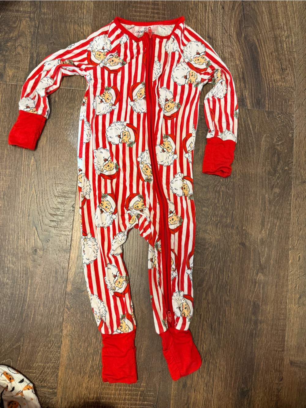 Caden Lane Red & White Santa Stripe Footie